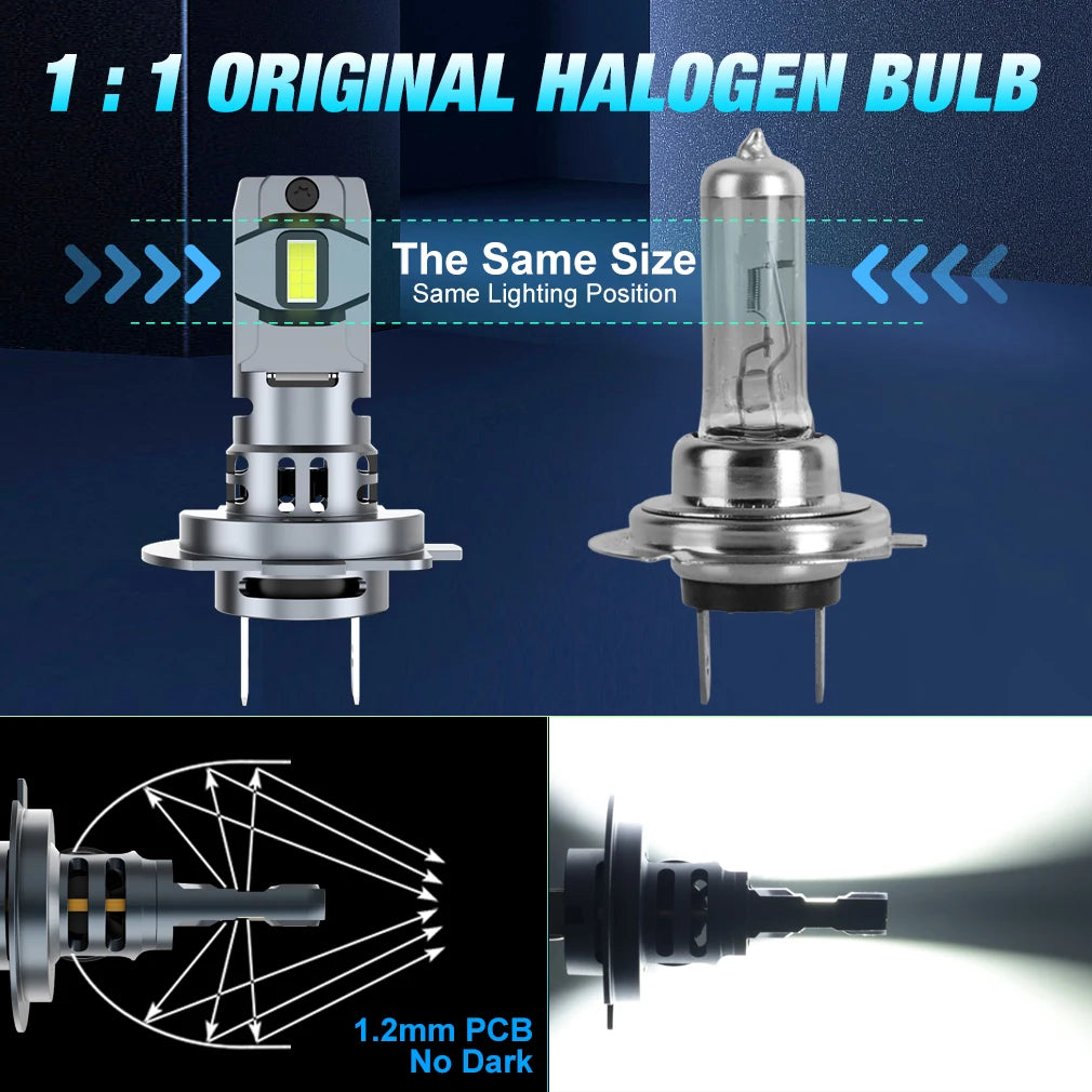 H7 Turbo Led H7 Powerful LED Headlight Bulb Mini Wireless CSP 120W 30000LM 12V Automobile