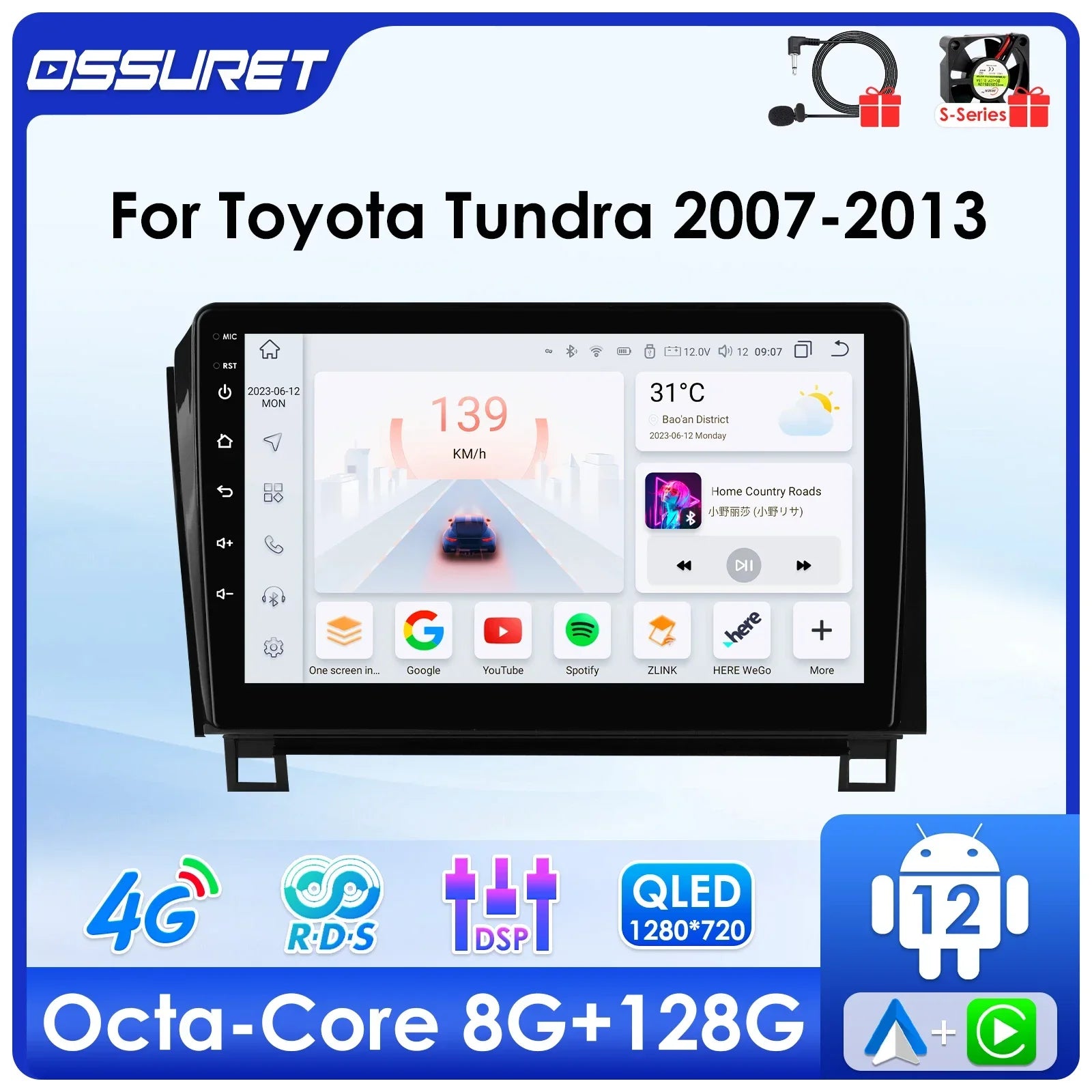 6115 DSP Carplay For Toyota Tundra 2007-2013 Multimedia Android 12 Car radio Video player
