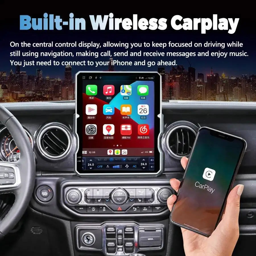 Android 15 For Jeep Wrangler JL 2018-2023 Car Radio Carplay Audio GPS Navigation Media Vid