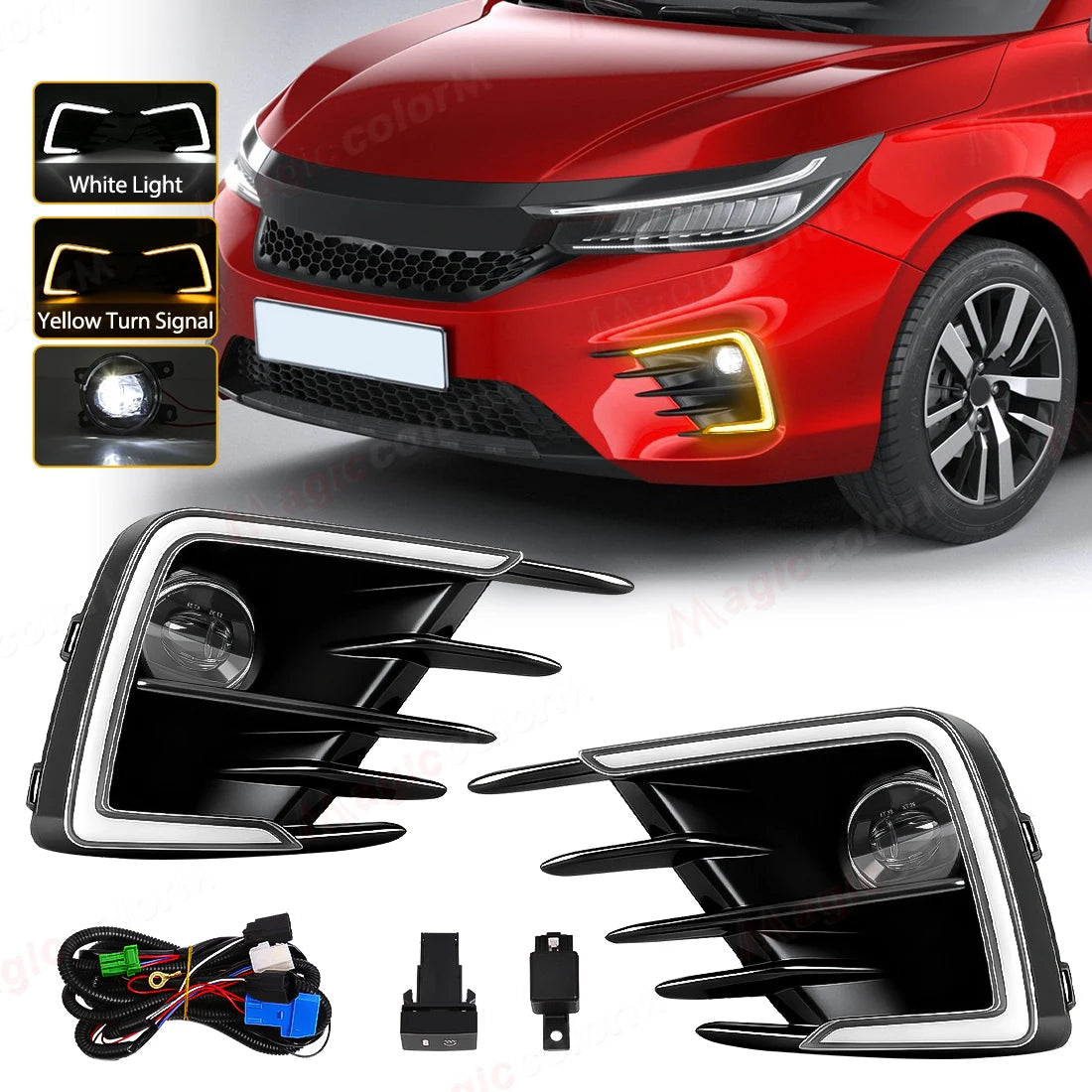 LED DRL For Honda City GM2 RS 2020 2021 2022 Daytime Running Lights Turn Signal Lamps Fog  | AUTOKITSHOP