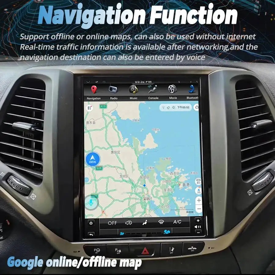 Navi Wireless CarPlay Stereo GPS For JEEP Cherokee 2013-2018 Vertical screen DSP 10.4inch