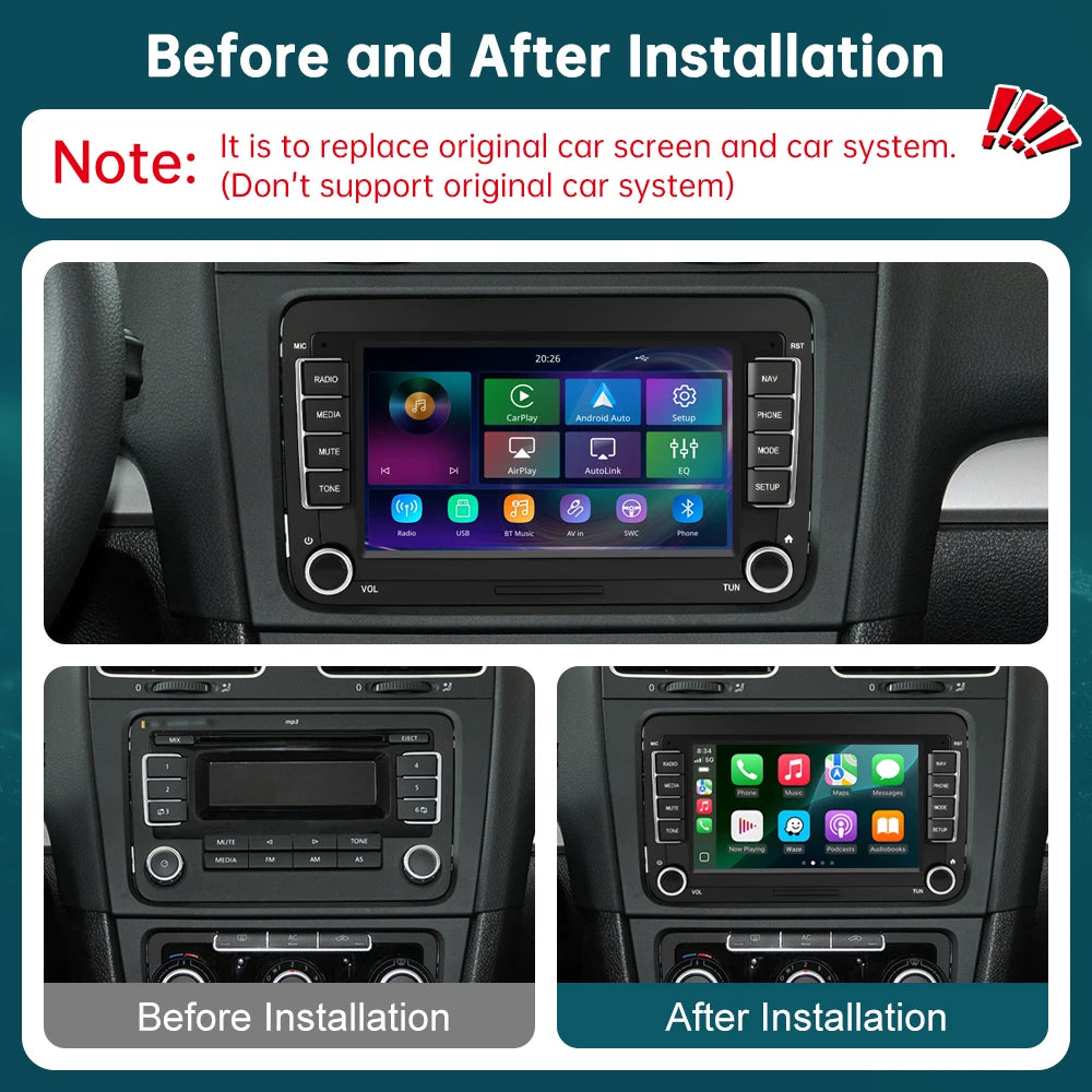 Road Top 7" CN For Volkswagen Seat Skoda Passat Golf Polo Player HD Car Radio Wireless Car