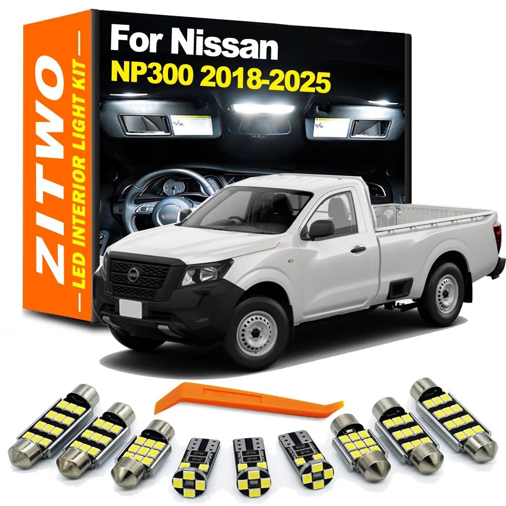 ZITWO 8Pcs LED Bulb Interior Reading License Plate Light For Nissan NP300 2018 2019 2020 2021 2022 2023 2024 2025 Accessories