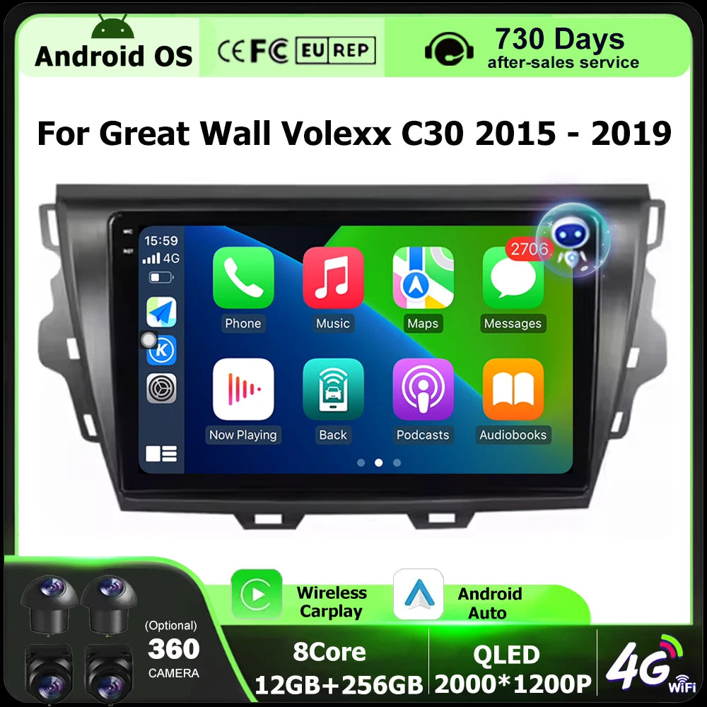 Car Radio Multimedia Video Player GPS Navigation Stereo For Great Wall Volexx C30 2015-201