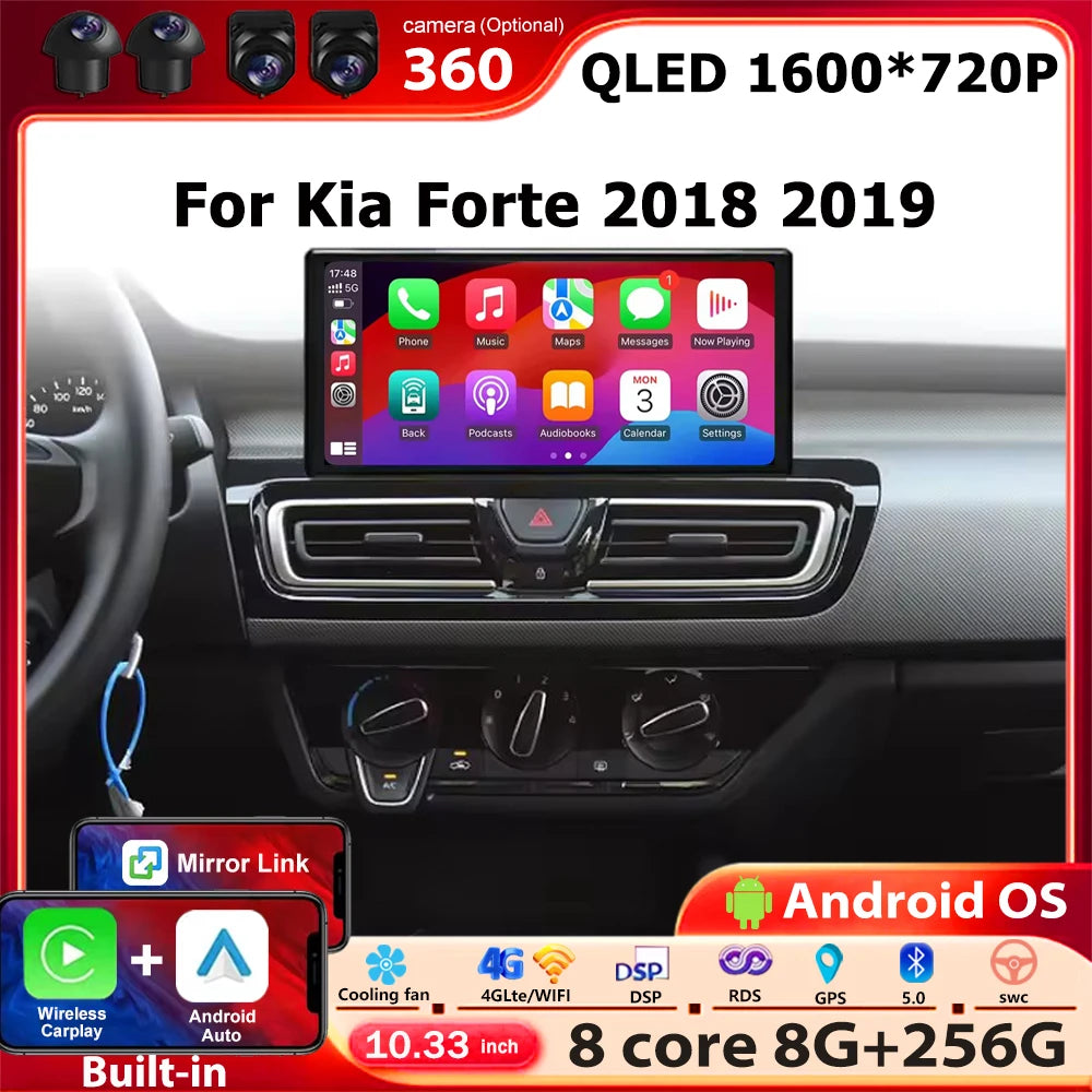 360 Camera Car Radio Multimedia Video Player Navigation GPS For Kia Forte 2018 2019 Androi