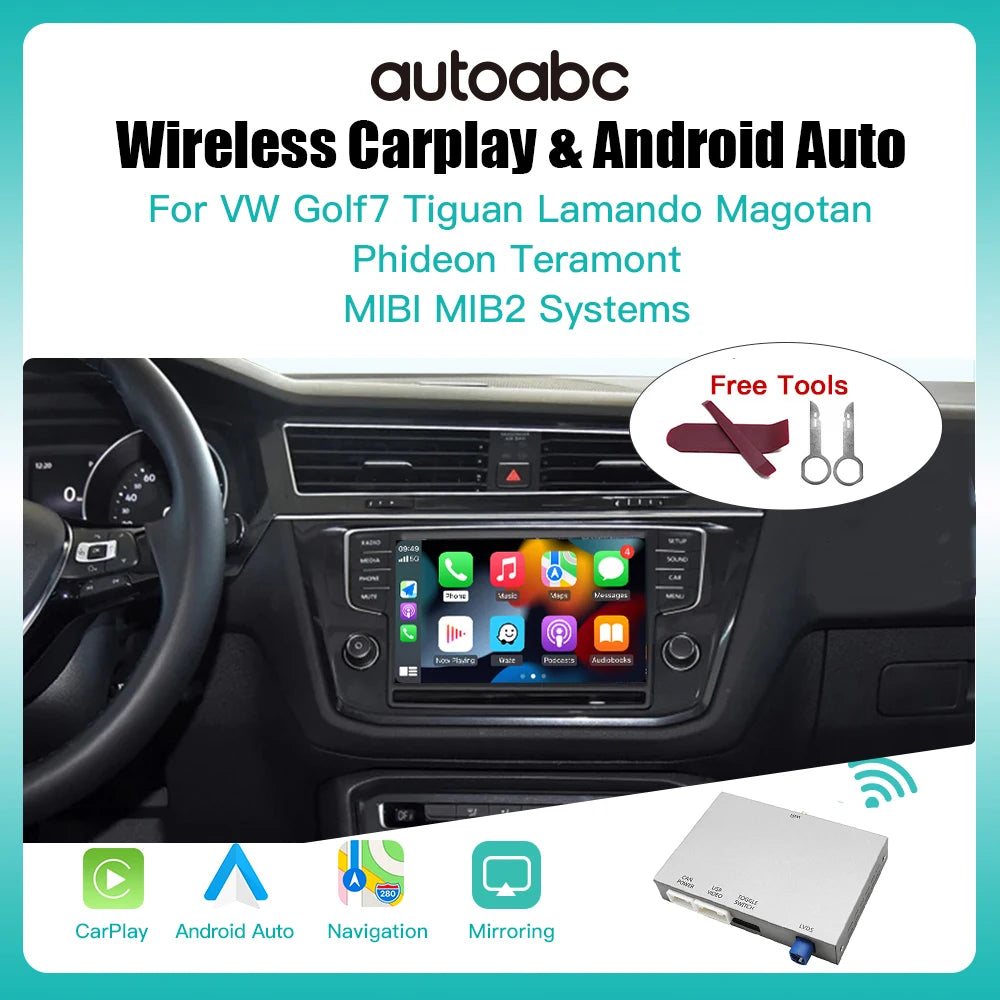 AUTOABC-Wireless Carplay Android Auto Tech Box Pour VW, Volkswagen Skoda Octavia A5 Golf 7 | AUTOKITSHOP