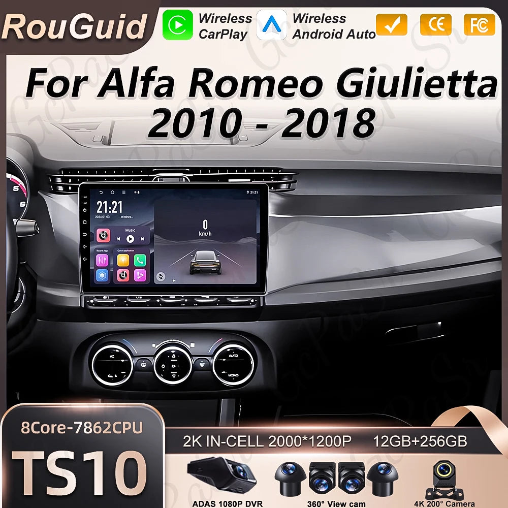 Android 16 Carplay For Alfa Romeo Giulietta 2010 2011 2012 2013 - 2018 Multimedia Player W | AUTOKITSHOP