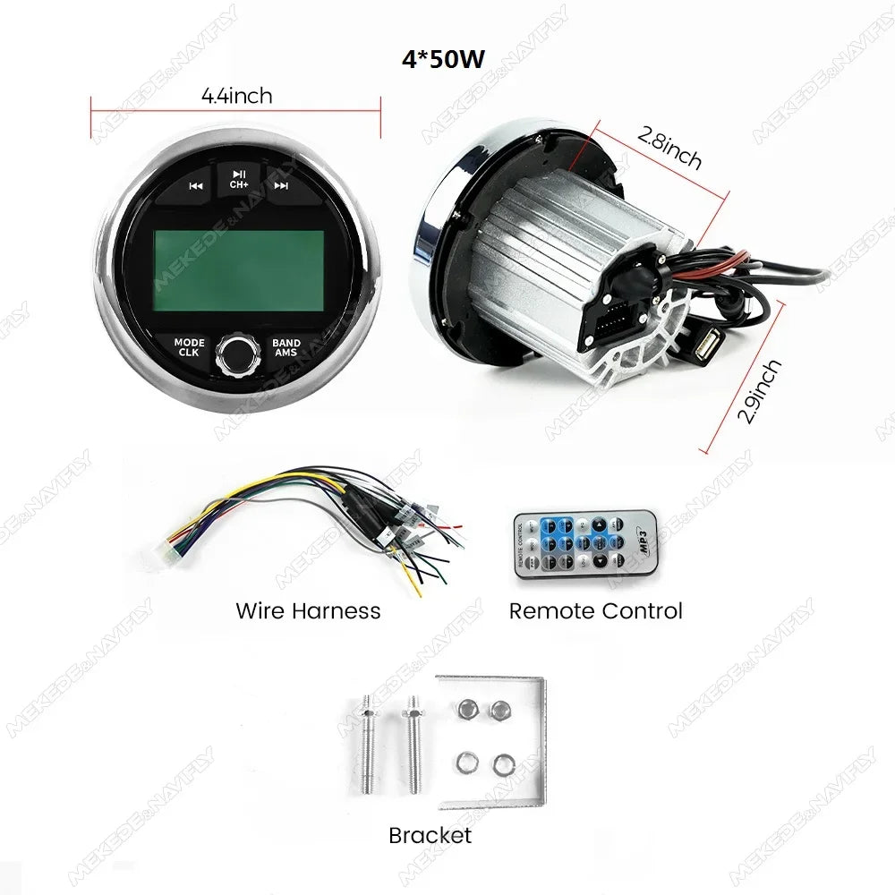 Boat Radio Waterproof Marine Stereo Source Media Player AM FM Receiver MP3 Play AUX USB EQ | AUTOKITSHOP