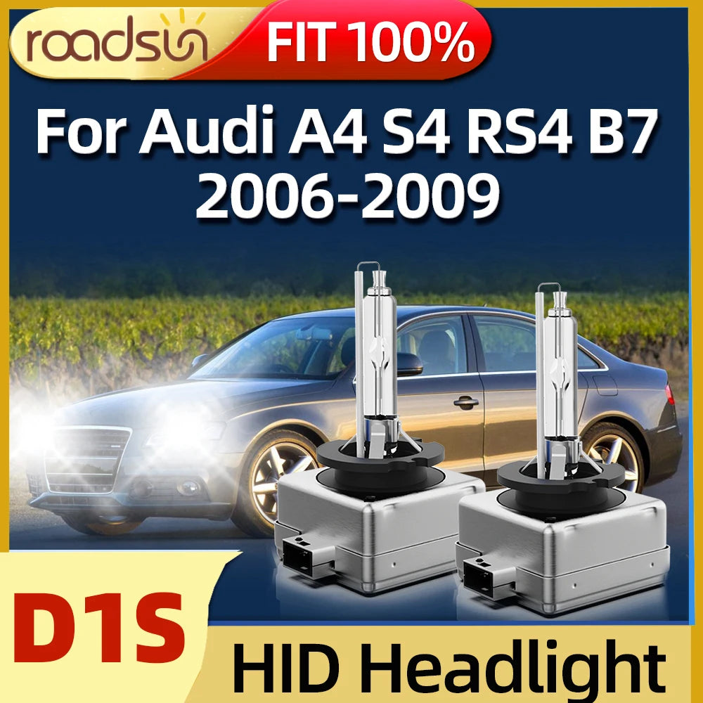 HID Bulb Xenon Headlight Bulb D1S Headlamp 6000K Plug and Play Fit For Audi A4 S4 RS4 B7 2