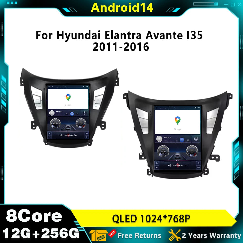 Android 14 For Hyundai Elantra Avante I35 2011-2016 2DIN Car Radio Multimedia GPS WIFI 4G