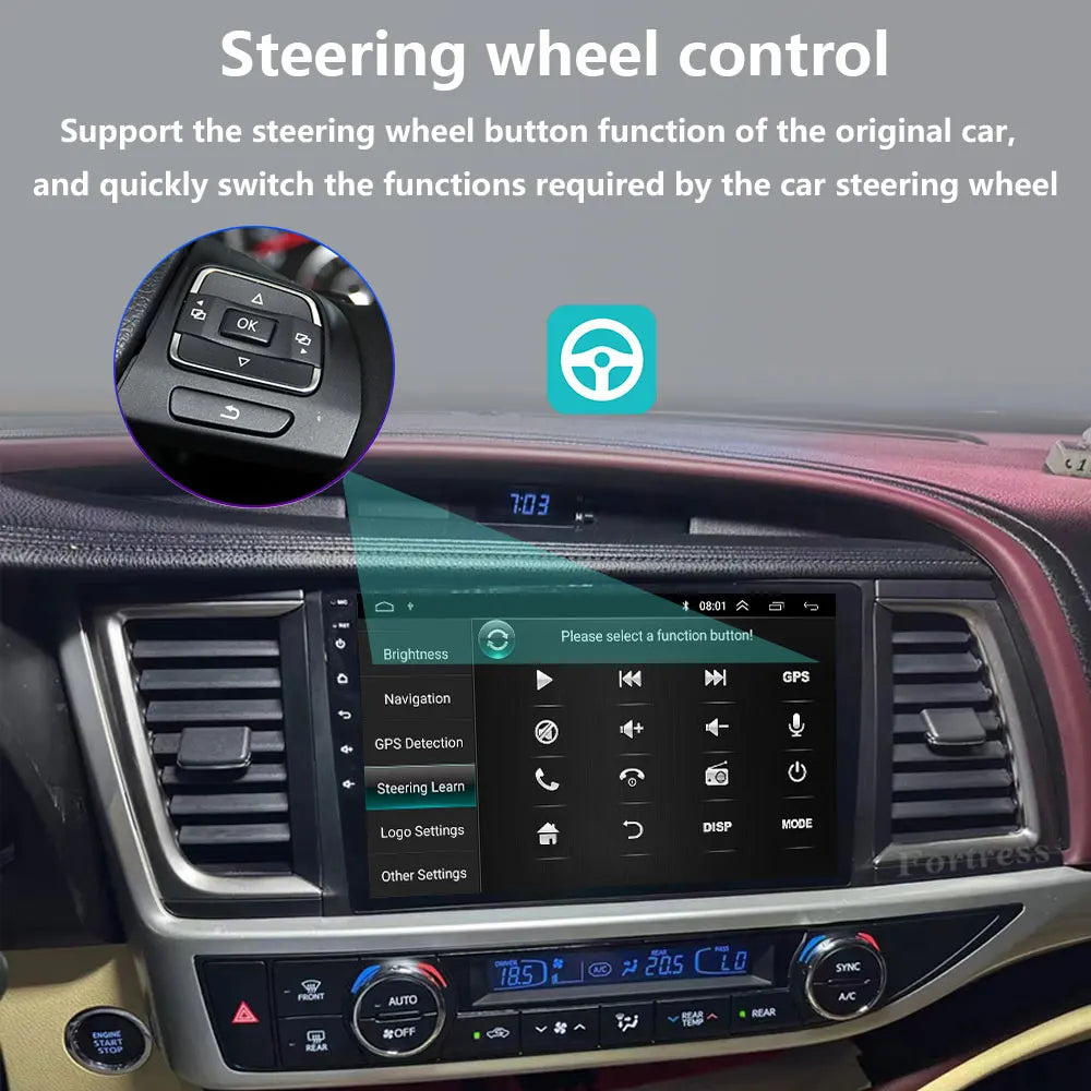 For Toyota Highlander 3 XU50 2013 - 2018 Carplay Auto 4G+WIFI GPS Car Radio Navigation Mul