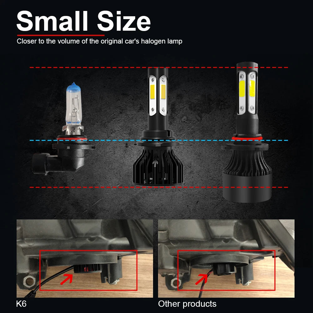 LED Headlight H13 Hi/Lo Beam Bulb 30000Lm All-in-One 6000K Cool White For Ford Mustang 200