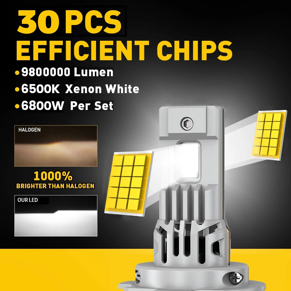 9800000LM Mini H7 LED Headlight Bulb Wireless 6800W CSP for Car Headlamp Auto Diode Lamps