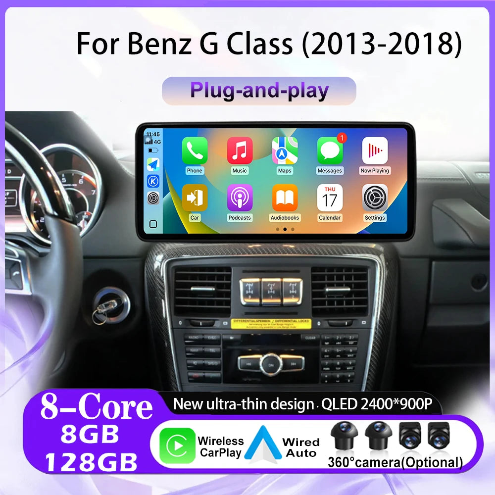 GPS Navi Car Video Multimedia Radio Player QLED DSP Android 16 For Benz G Class 2013-2018