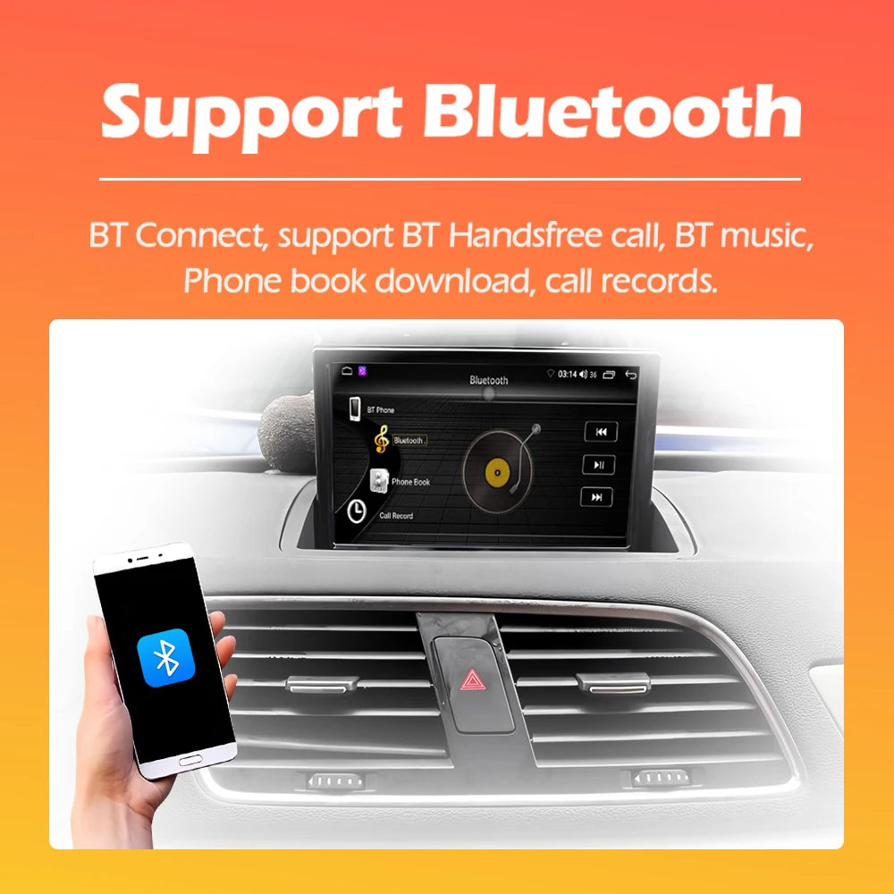 Android 15 Wireless CarPlay Auto Car Radio For Audi Q3 2011-2018 DSP Multimedia Video Play