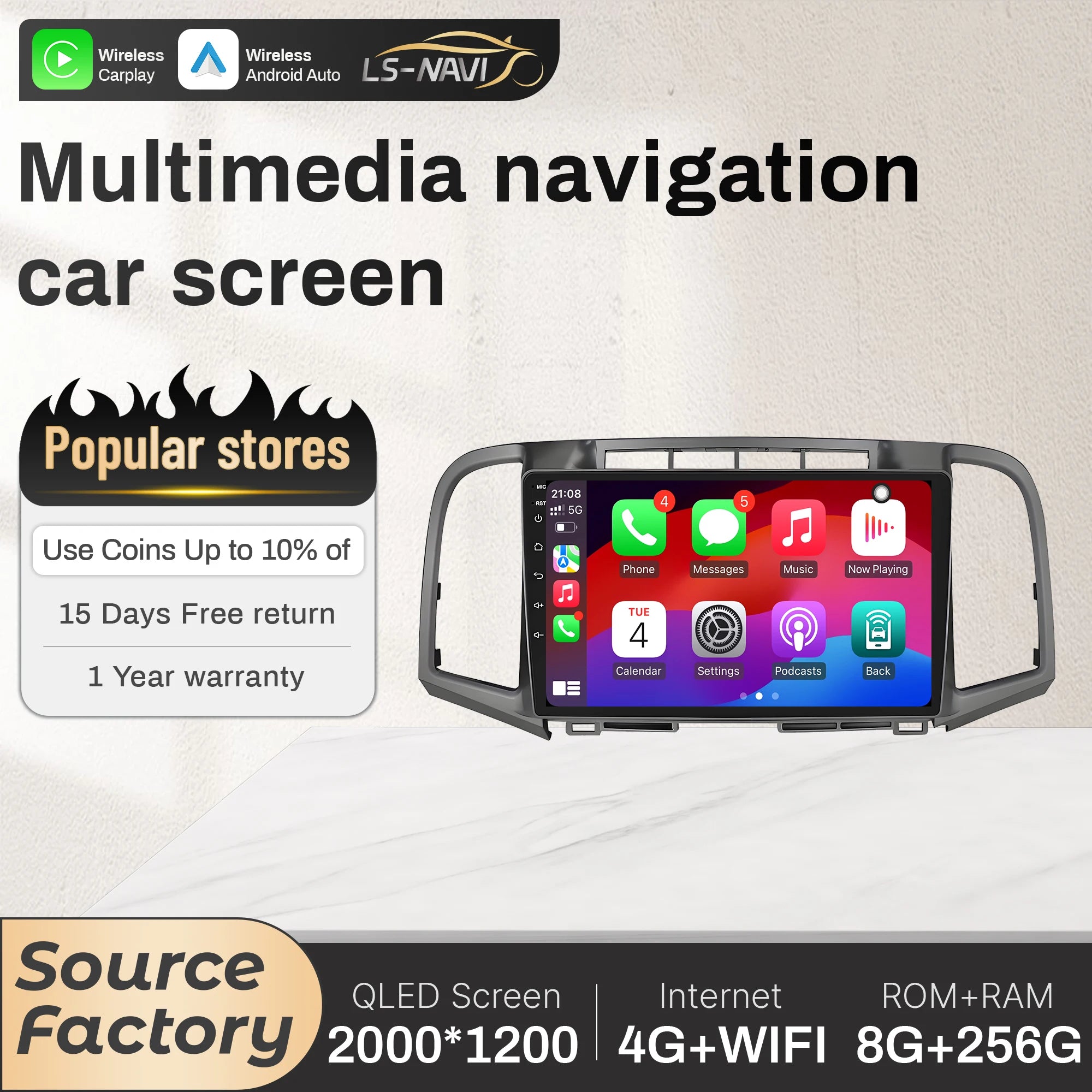 Car Radio For Toyota Venza 2008-2016 4G Head Unit Wireless Bluetooth CarPlay Touch Screen