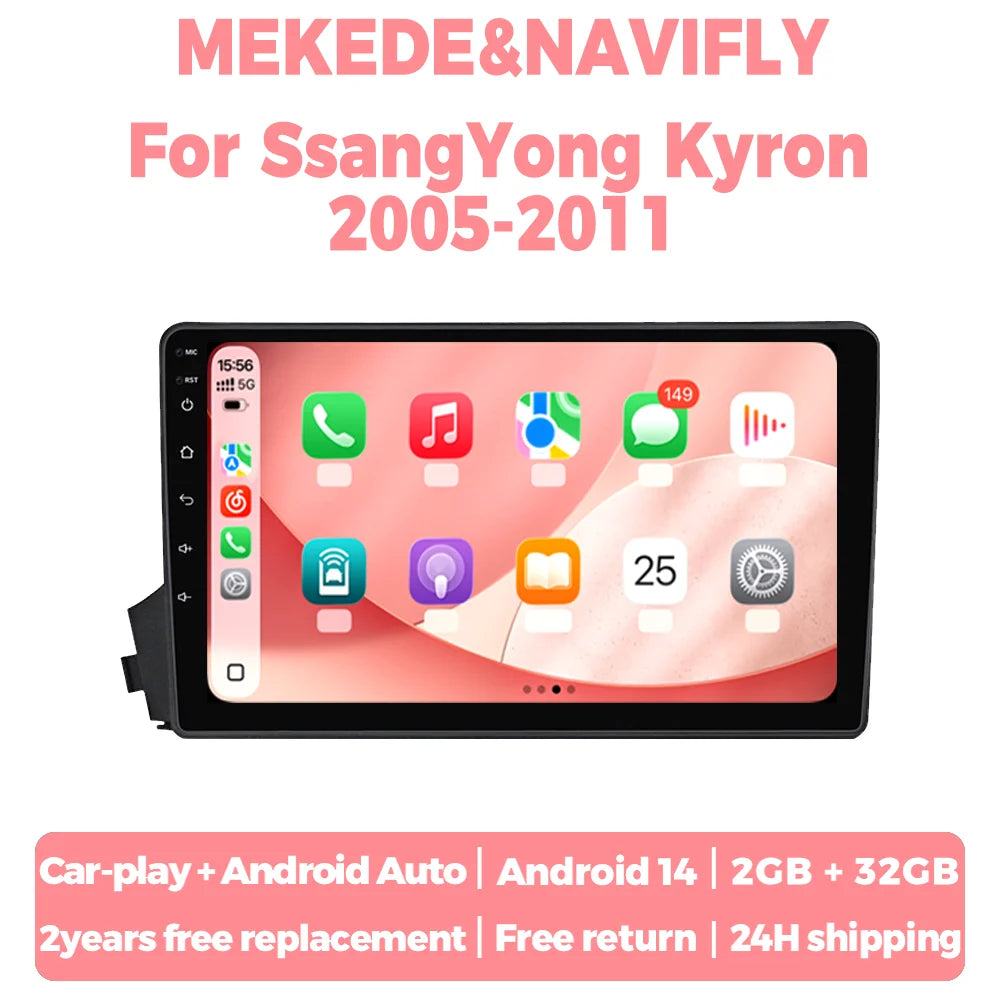 Wireless Carplay Android Autoradio For SsangYong Kyron 2005-2011 Android 14 Car Radio Car