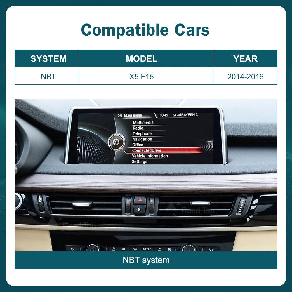 RoadTop Wireless Carplay Multimedia Display Touch Screen Android-auto Head Unit For BMW X5