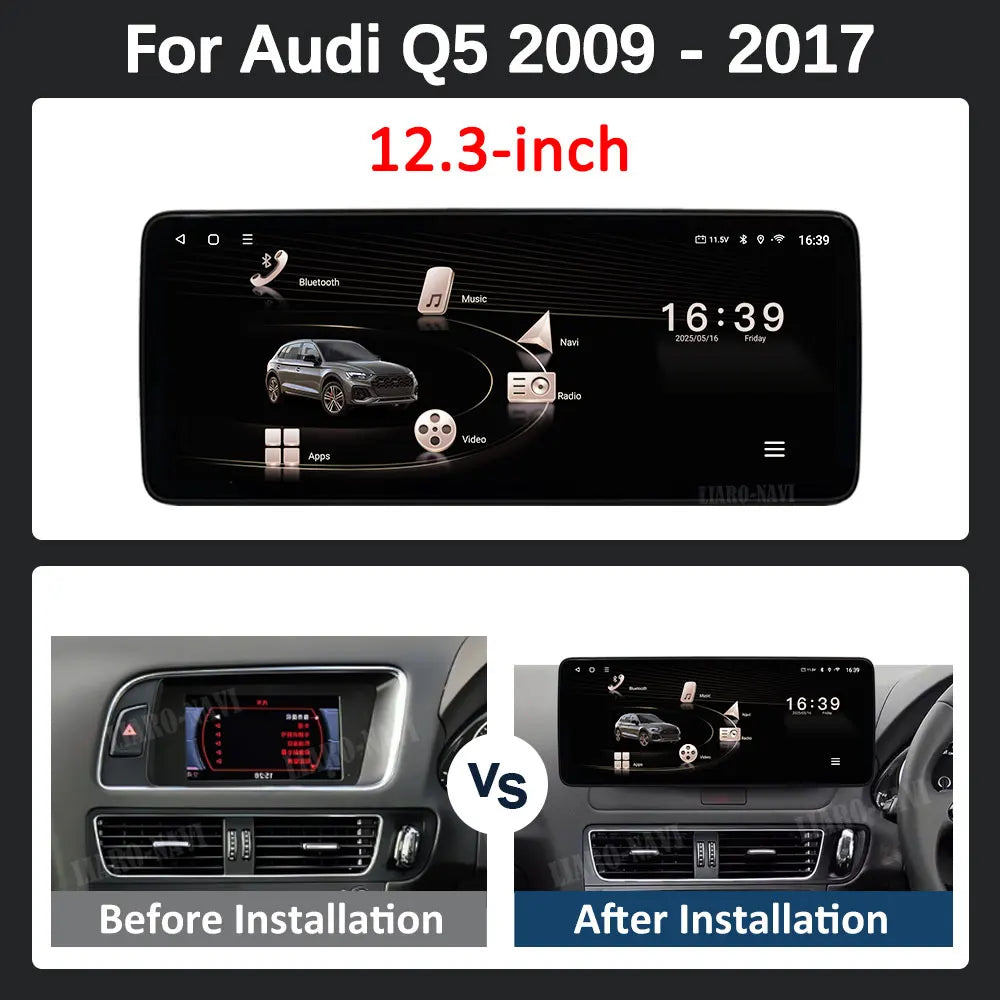 12.3 inch Navigation GPS 4G Ultra-thin Screen Right Hand Drive for Audi Q5 2009 - 2017 Car