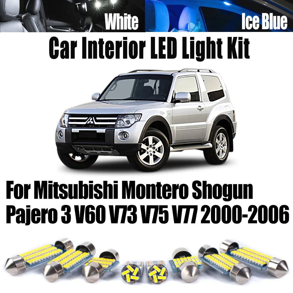 8-Piece LED Interior Light Kit for Mitsubishi Montero Shogun Pajero 3 V60 V73 V75 V77 2000 -2003 - Canbus Dome Map Do...
