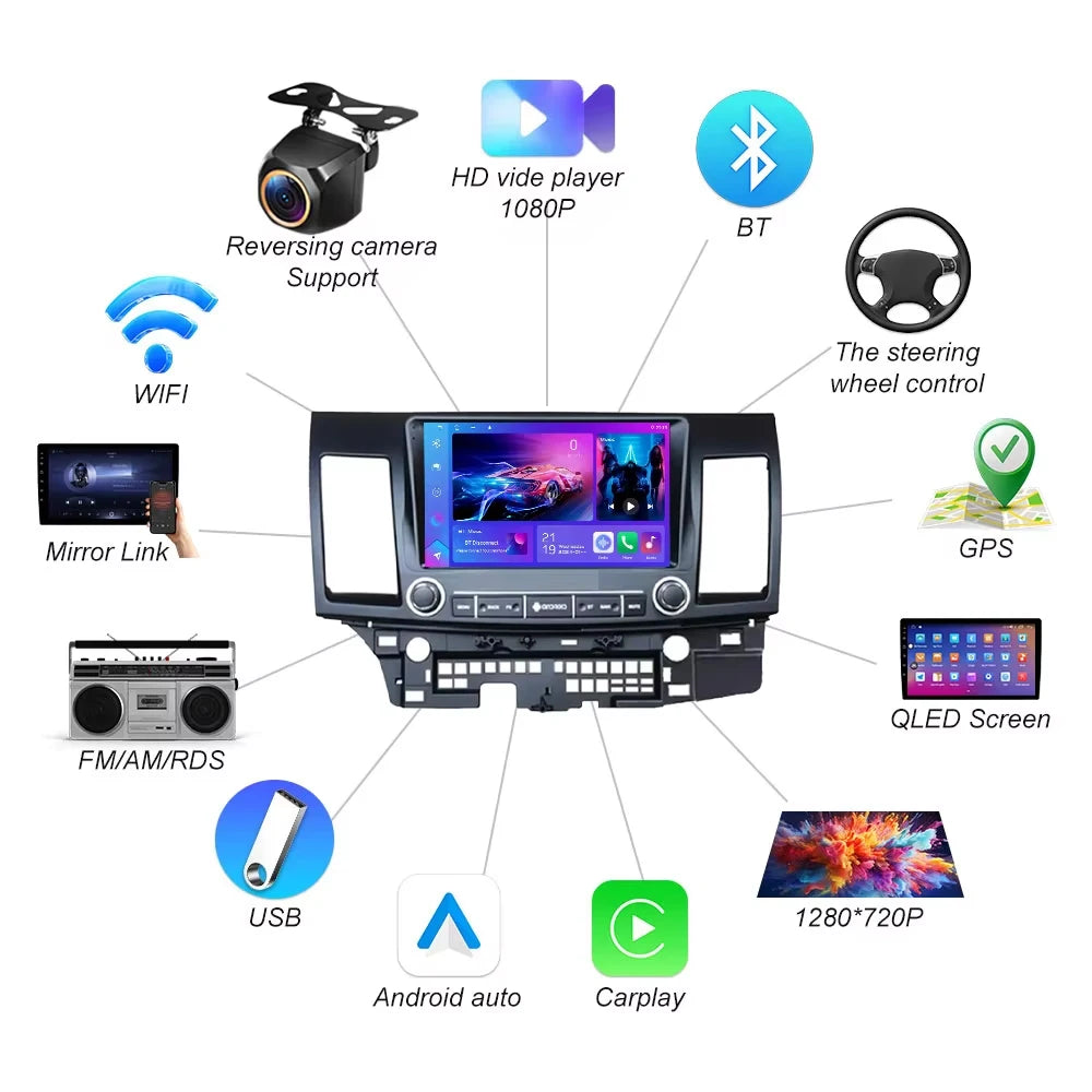 Car Android 16 Autoradio For Mitsubishi Lancer Ex 2010-2017 Carplay Navi Gps Stereo 2din H | AUTOKITSHOP