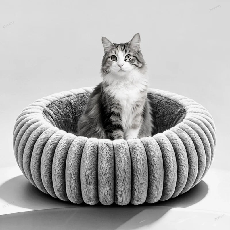 Electric Heating Plush Pet Sofa Bed Winter Warm Round Cat Dog Bed Smart Timed Temperature Contro - Automotive LED Light