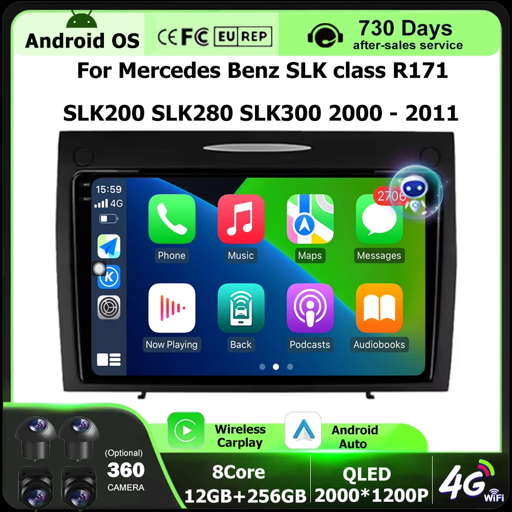 Android 16 Auto For Mercedes Benz SLK class R171 SLK200 SLK280 SLK300 2000-2011 Car Radio