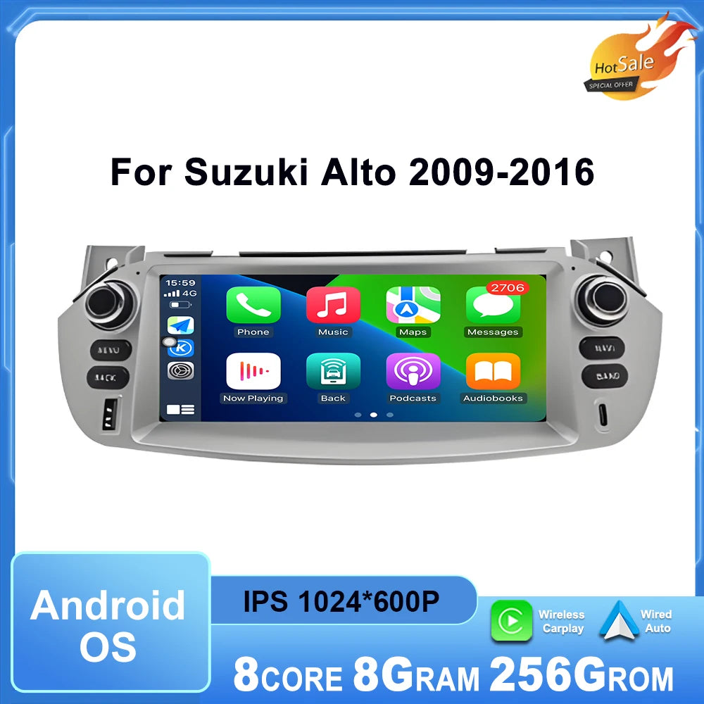 Wireless Carplay Android Auto Touch display for Suzuki Alto 2009-2016 Car Radio Multimedia