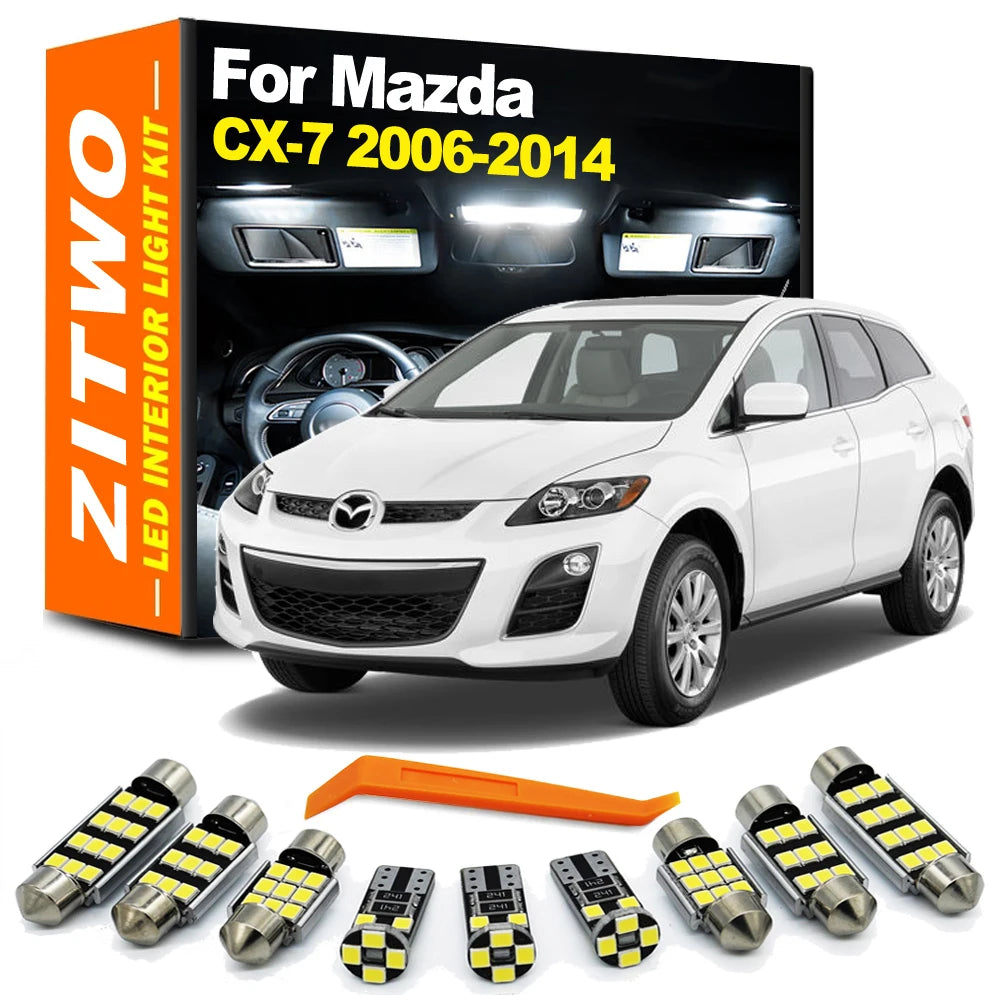 ZITWO 11Pcs LED Interior Dome Map Reading Plate Light Bulb Kit For Mazda CX7 CX-7 2006 2007 2008 2009 2010 2011 2012 2013 2014