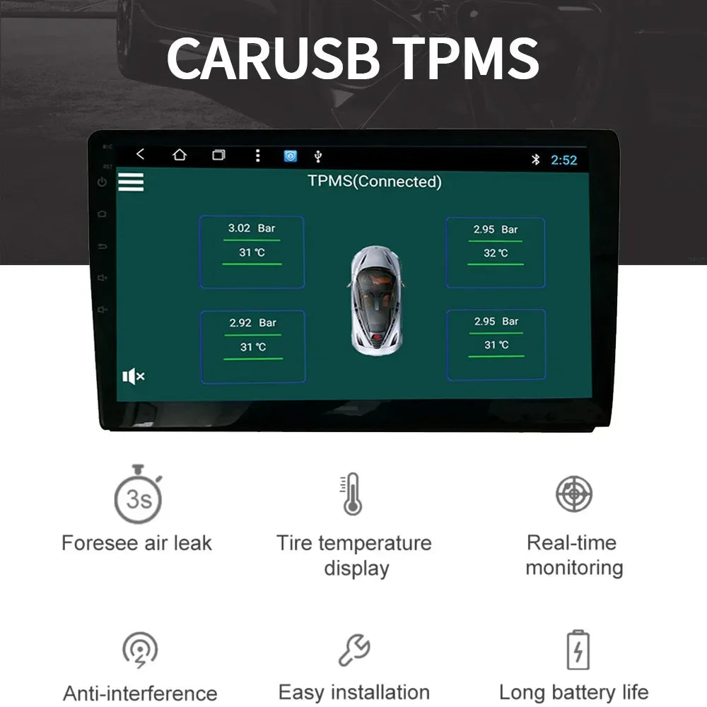 Smart USB Android Wireless TPMS Tire Pressure Monitoring System 5V Internal External for N