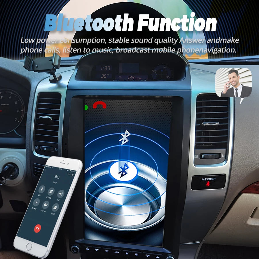 13.6" Android Screen For Toyota Land Cruiser Prado LC120 GX470 GPS Car Multimedia Player C