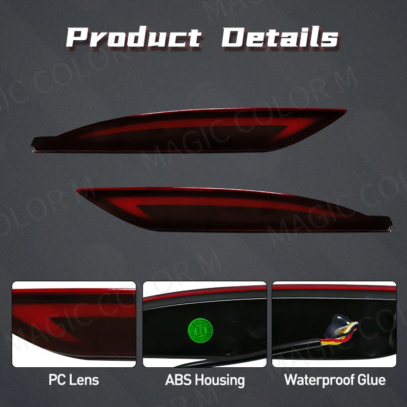 For Hyundai Sonata 8 2010 2011 2012 2013 2014 LED Rear Bumper Reflector Brake Light Turn S | AUTOKITSHOP