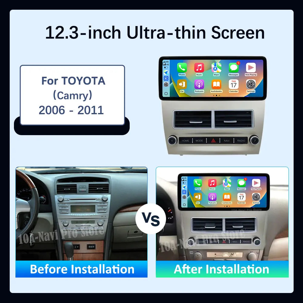 12.3'' Wireless Carplay 4G Android 16 for Toyota Camry 2006 - 2011 GPS Navigation Car Radi