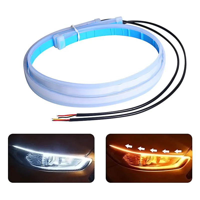 DRL Car Flexible LED Daytime Running Lights Turn Signal Lamp Headlight Waterproof 30cm 45c | AUTOKITSHOP