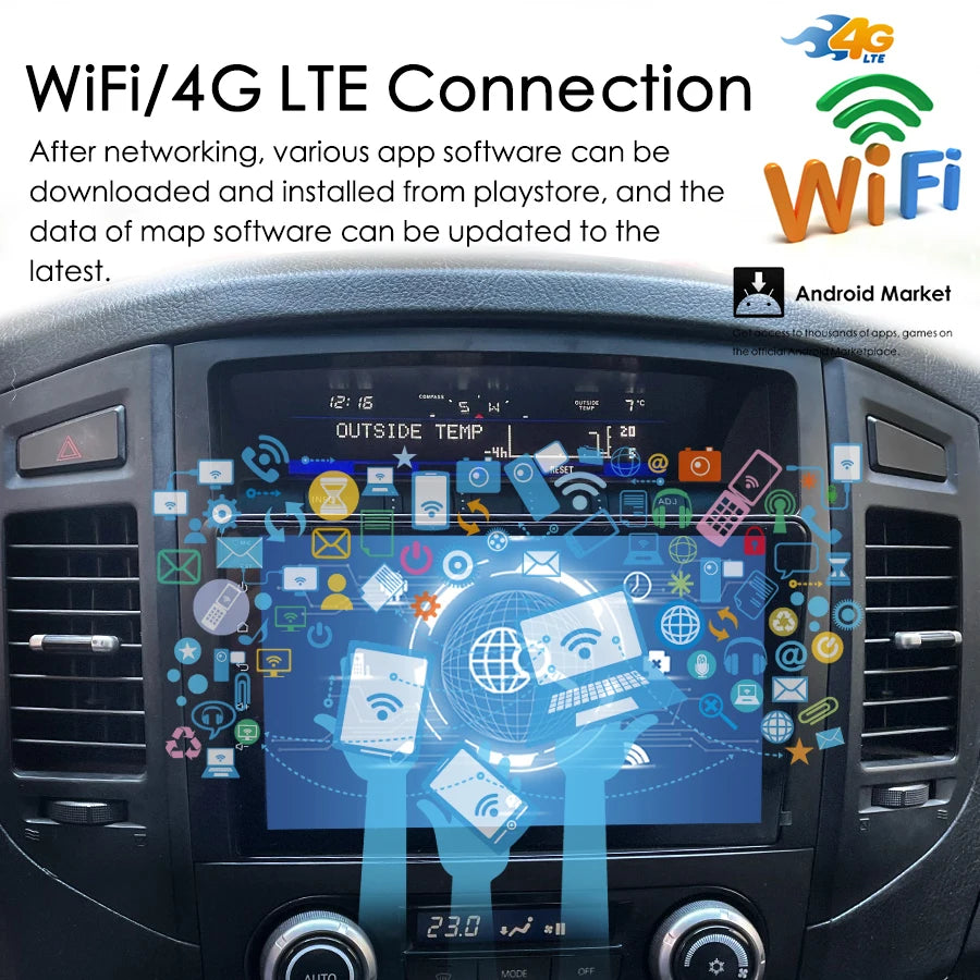 Car Radio For Mitsubishi Pajero 2009 V88 V80 V90 2006-2014 8GB+128GB AI Voice CarPlay GPS