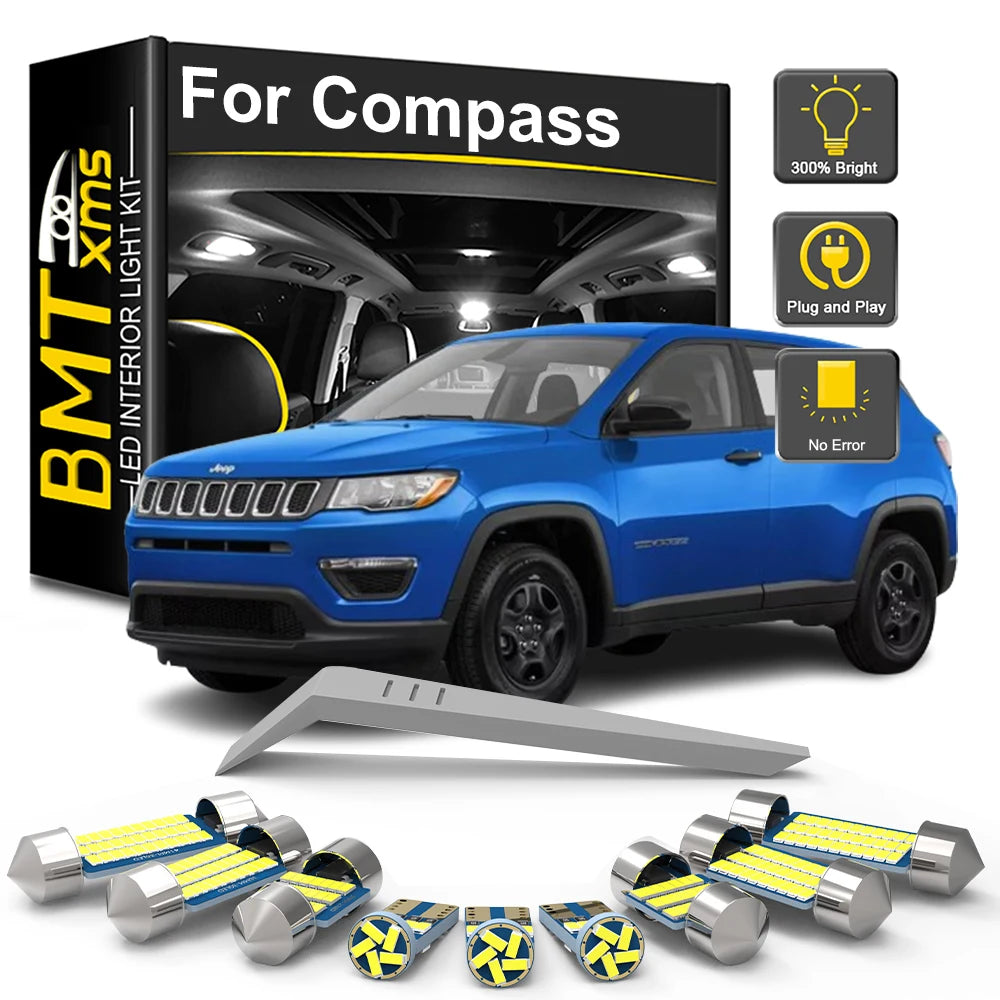 14-Piece LED Interior Light Kit for Jeep Compass - Canbus Error-Free Bulbs | AUTOKITSHOP