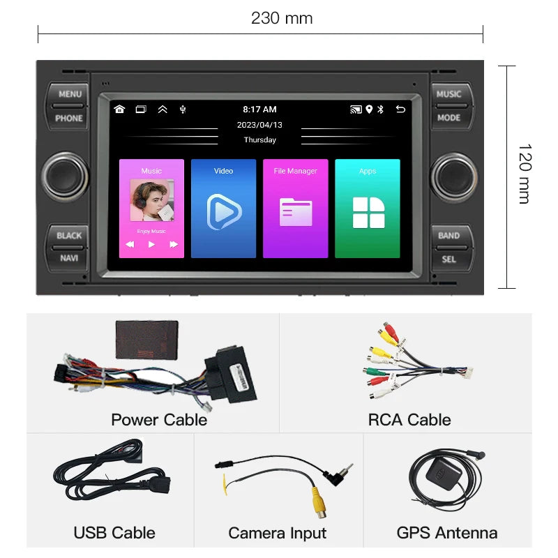 SZLELV Car Radio CarPlay Android 15 Auto For Ford Focus 2 Mondeo S C Max Kuga Fiesta Fusio