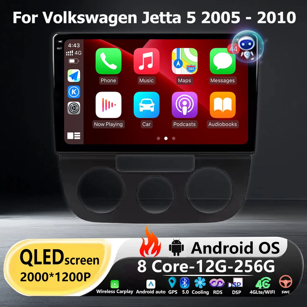 Android 16 Auto For Volkswagen Jetta 5 2005-2010 Car Radio Multimedia Video Player GPS Nav