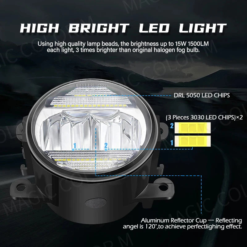 2in1 Car LED Fog Light DRL Daytime Running Lamp For Honda Accord CR-V Civic For Toyota Cor | AUTOKITSHOP