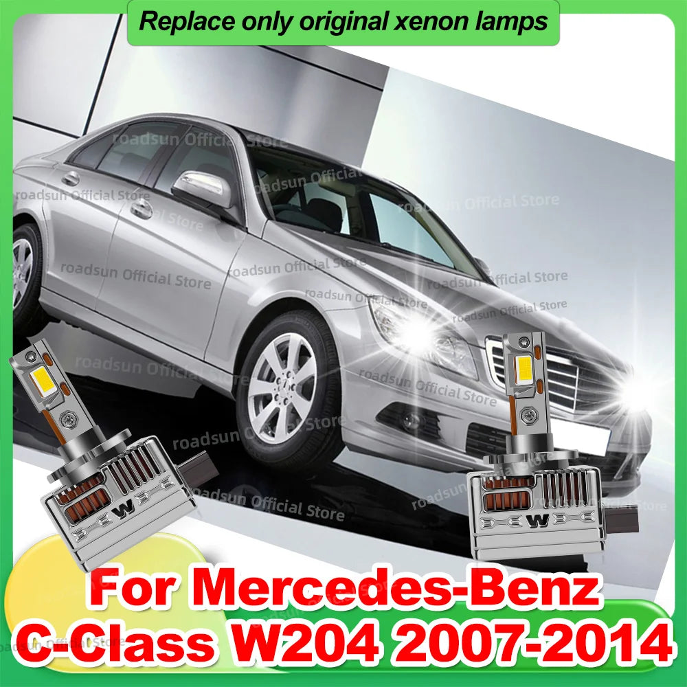 Led Canbus Car Headlights Bulbs 1:1 HID Xenon Auto Lamp 6000K For Mercedes Benz C Class W2