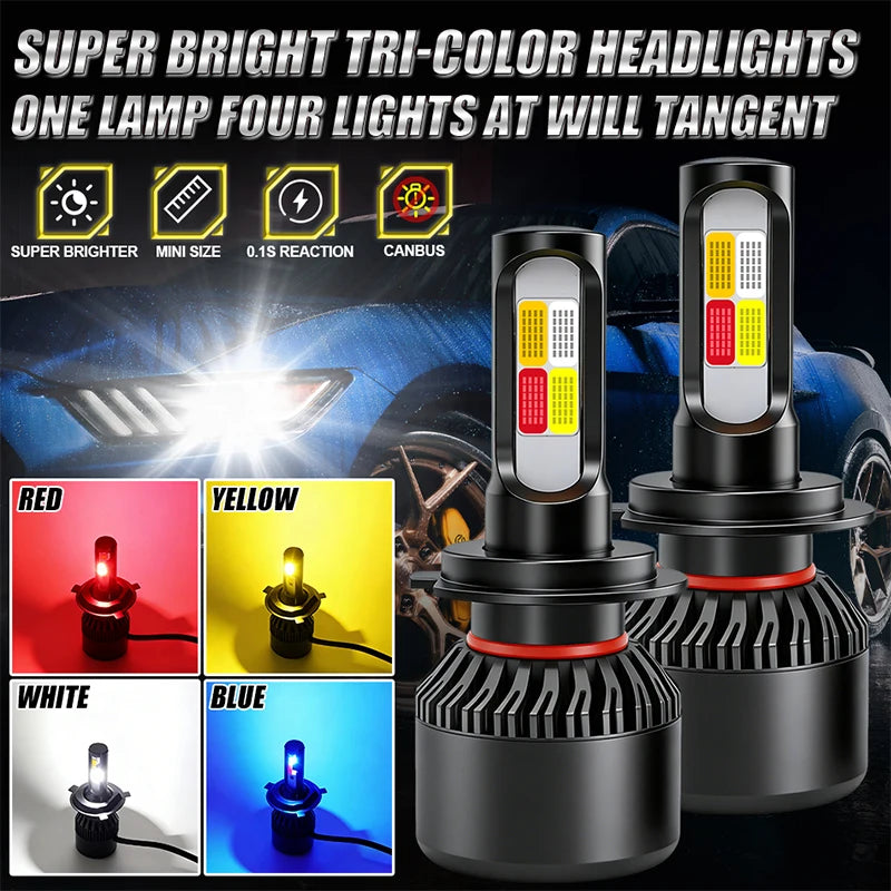 4 Color Changed H7 H4 H1 H8 H11 H9 9005 HB3 9006 HB4 9012 HIR2 Car Headlight Bulb Canbus 4