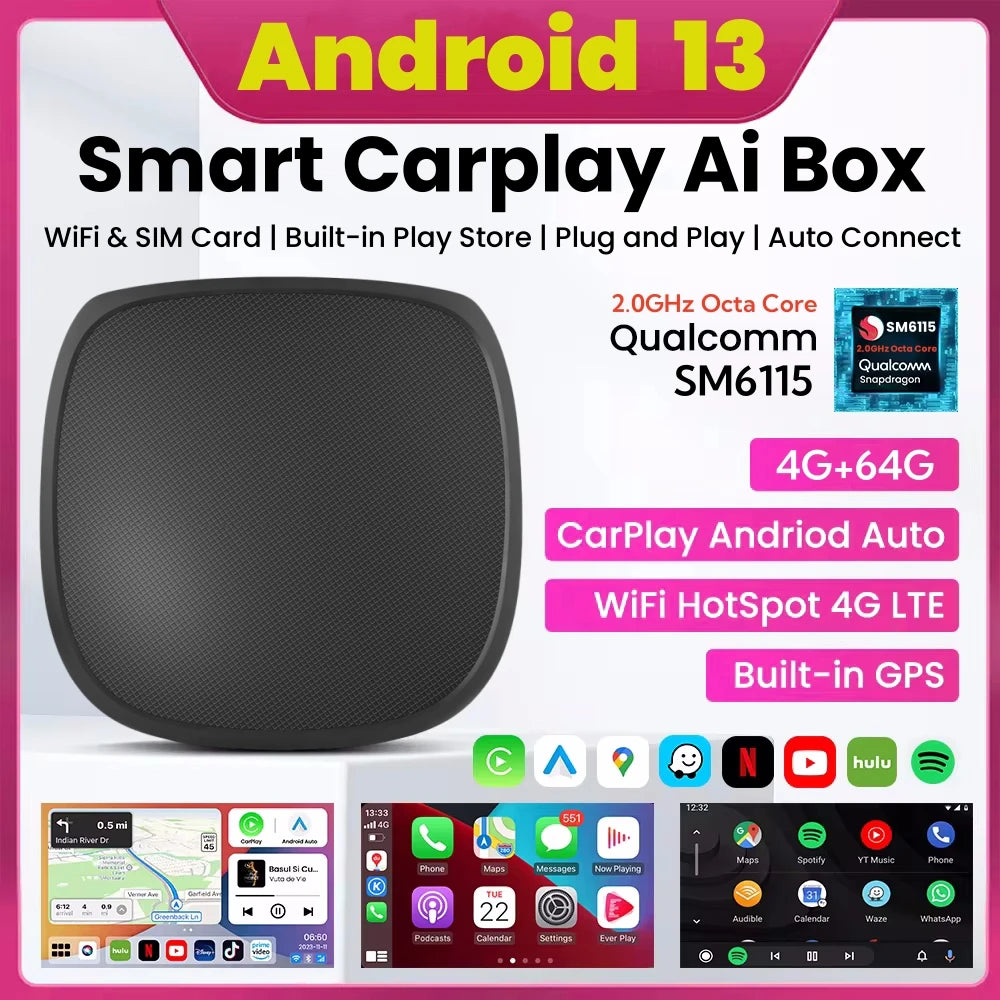 2024 Android 13 Smart CarPlay Ai Box Wired To Wireless CarPlay Wireless Android Auto For N | AUTOKITSHOP