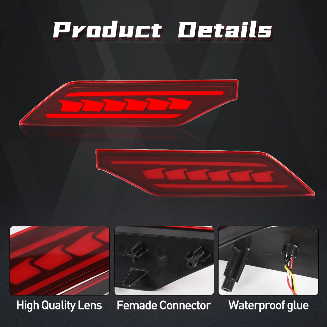 LED Bumper Reflector Lights For Mitsubishi Pajero Shogun Montero 2019 2020 2021 Dynamic Tu | AUTOKITSHOP