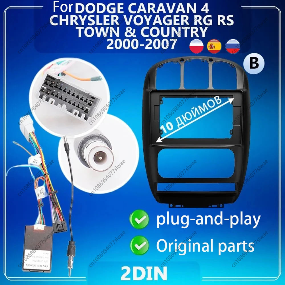 10 inch For DODGE CARAVAN 4 CHRYSLER VOYAGER RG RS TOWN & COUNTRY 2000-2007 Car Radio Fasc