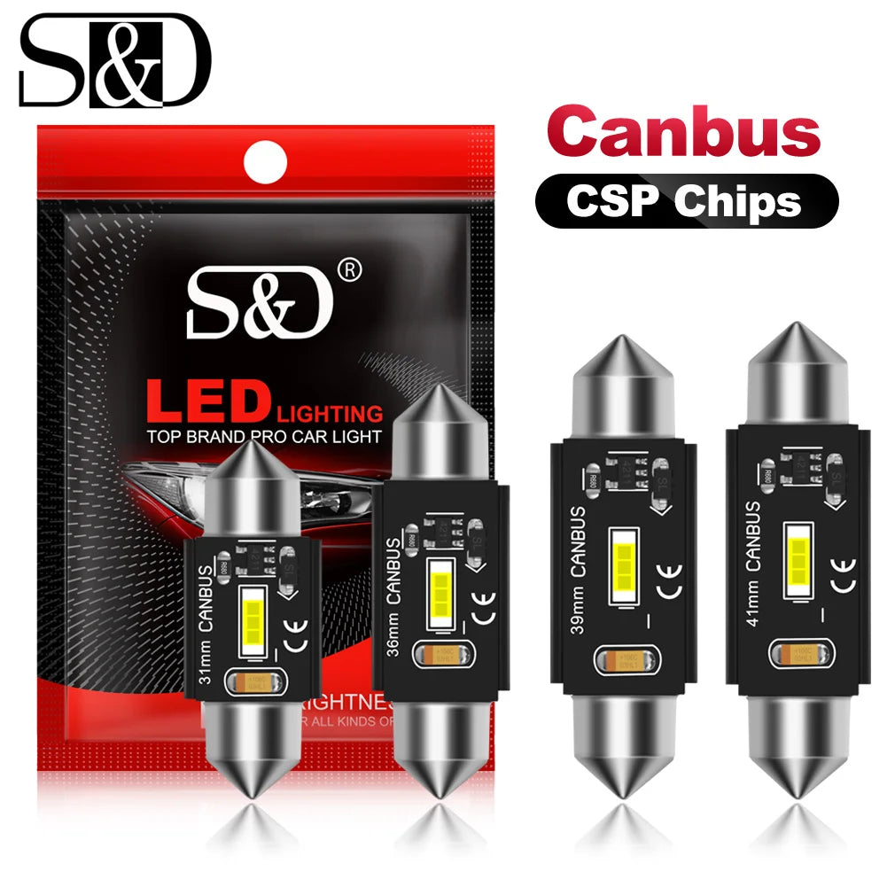Canbus C5W C10W Led Bulb 31mm 36mm 39mm 41mm Car Festoon Light CSP 2000LM Interior Dome Re