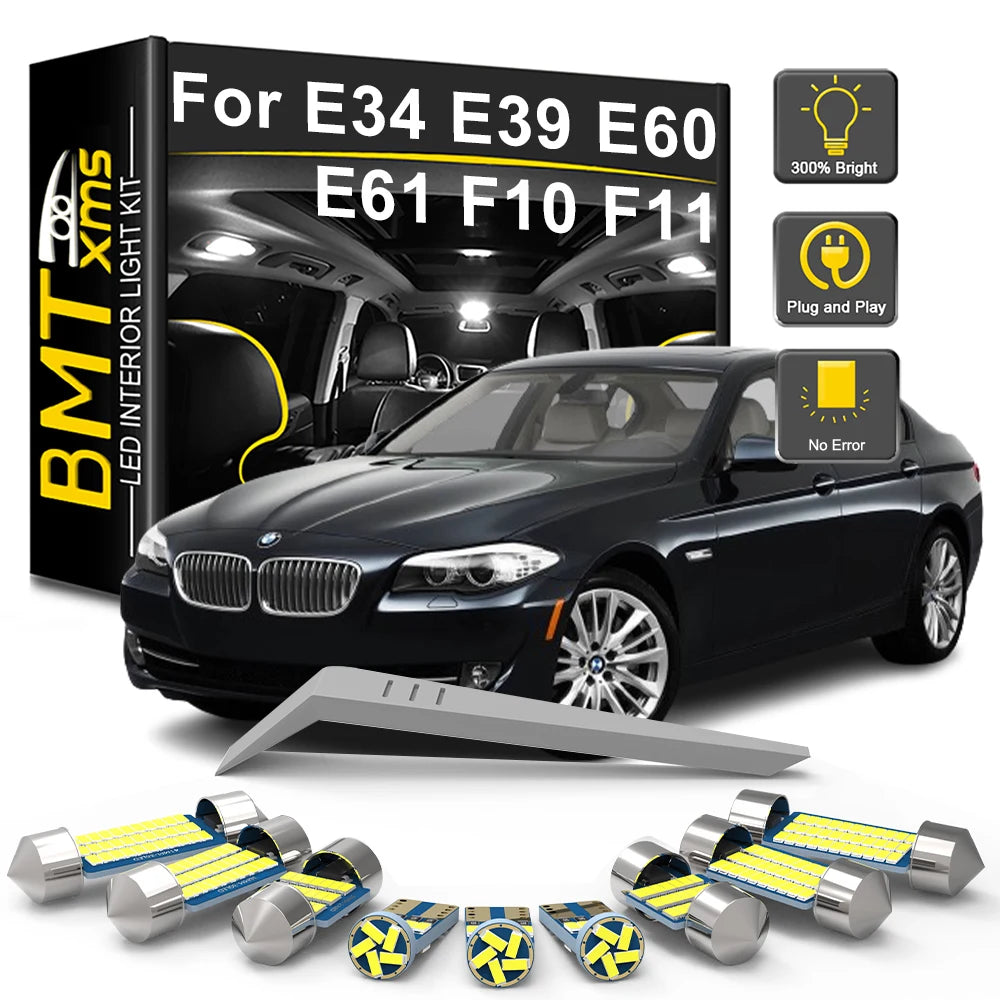 LED Interior Light Kit for BMW 5 Series E34 E39 E60 E61 F10 F11 1988-2009 - Canbus Dome Map Door Trunk Bulbs | AUTOKI...
