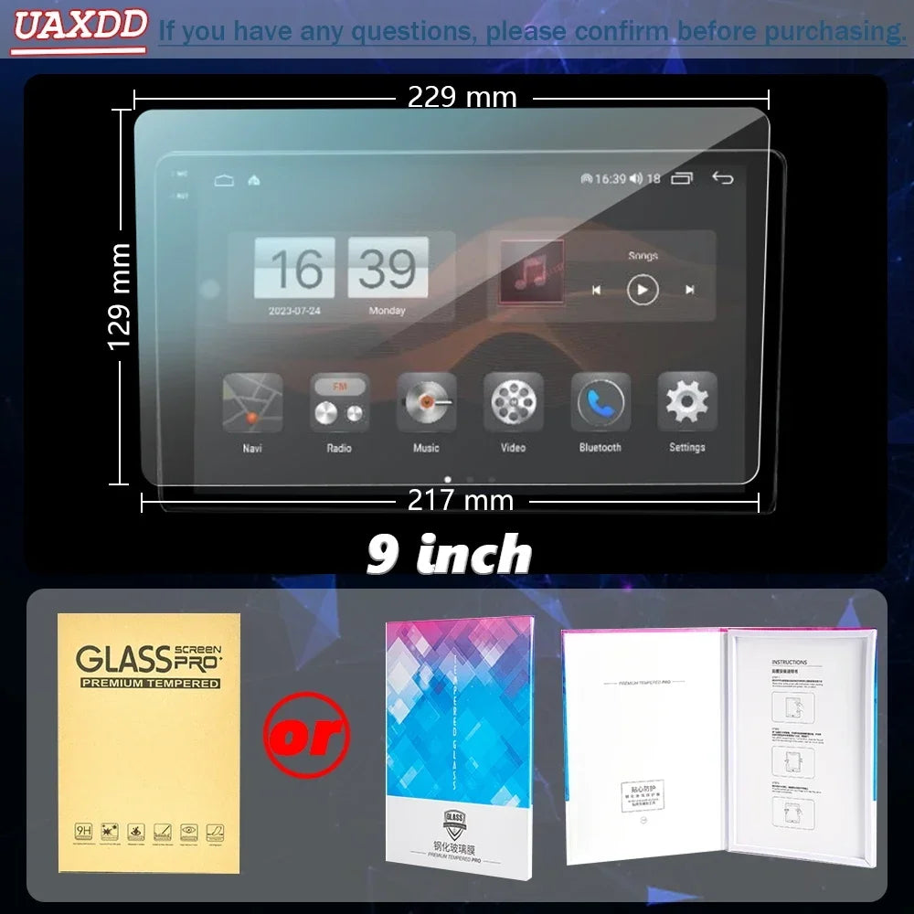 For 9 10.1 Inch Car Universal Tempered Glass Screen Protector GPS CD Android Navigation LC