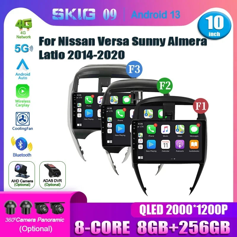 Android 14 Car Radio Stereo For Nissan Versa Sunny Almera Latio 2014-2020 Multimedia 4G Wi