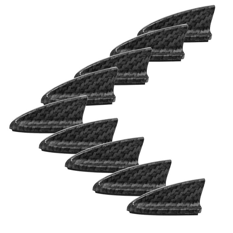 10pcs/set Universal Carbon Fiber Color Rear Roof Shark Fins Spoiler Kit Shark Fins Wing Vo
