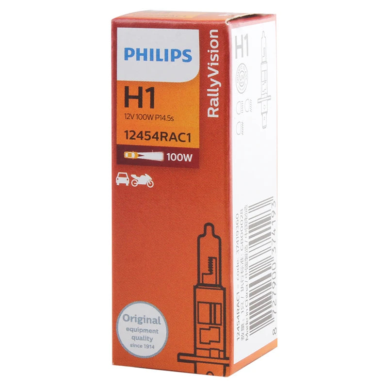Philips Rally Vision H1 12V 100W P14.5s 12454RAC1 Off Road Super Bright Light Car Halogen